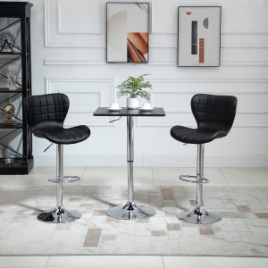 HOMCOM Set of 2 Counter Height Bar Stools Swivel Stool Height Adjustable Bar Chairs with Footrest for Kitchen Dining Home Pub, Black