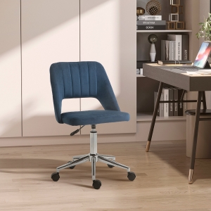 Vinsetto Mid Back Office Chair Velvet Fabric Swivel Scallop Shape Computer Desk Chair, Blue