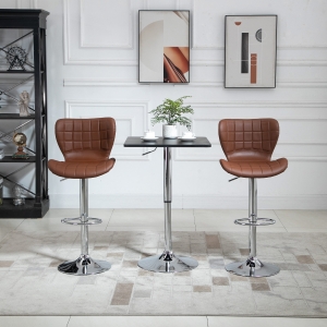 HOMCOM Set of 2 Counter Height Bar Stools Swivel Stool Height Adjustable Bar Chairs with Footrest for Kitchen Dining Home Pub, Brown