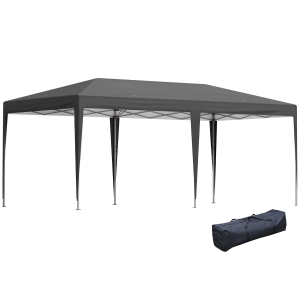 Outsunny 19' x 10' Outdoor Gazebo Pop Up Canopy Party Tent with Carrying Bag, Black