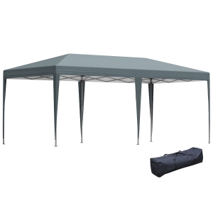 Outsunny 19' x 10' Outdoor Gazebo Pop Up Canopy Party Tent with Carrying Bag, Grey