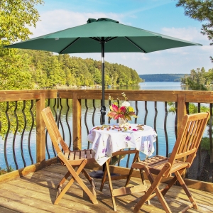 Outsunny Summer Clearance 9ft Patio Umbrella Market Parasol Tilt Canopy 6 Ribs Garden