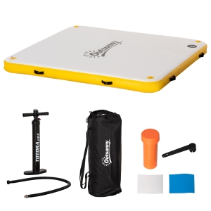 Outsunny Water Floating Platform Island w/ Air Pump & Backpack for Pool, Beach