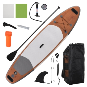 Soozier 11' x 31.5'' x 6.25'' Inflatable Stand Up Paddle Board with Accessories, Including SUP Paddle, Carry Bag, & Air Pump, Brown