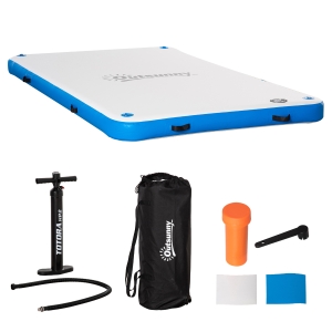 Outsunny Water Floating Platform Island w/ Air Pump & Backpack for Pool, Beach
