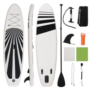 Soozier 11' x 31.5'' x 6.25'' Inflatable Stand Up Paddle Board with Accessories, Including SUP Paddle, Carry Bag, & Air Pump, Black