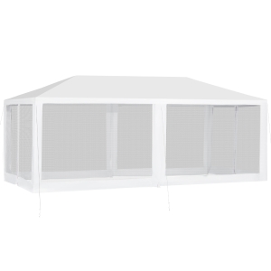Outsunny 10' x 20' Gazebo Canopy Tent with 4 Removable Mesh Side Walls for Events & Weddings, White
