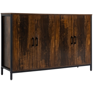 HOMCOM Industrial Sideboard Buffet Cabinet, Kitchen Storage Cabinet with Adjustable Shelves, Rustic Brown