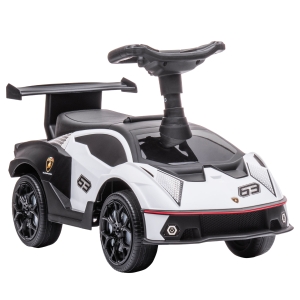 Aosom Ride on Sliding Car, Ride Racer, Foot-to-Floor Sliding for Toddler, with Under Seat Storage, Horn and Engine Sound, Steering Wheel, Aged 18-36 months, White