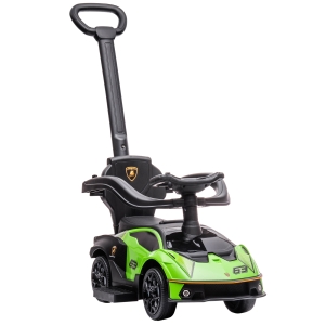 Aosom 2-IN-1 Ride On Push Car, Essenza SCV12 Licensed Toddler Sliding Car, Walker Push-Along with Horn Engine Sound and Steering Wheel, Manual, Green