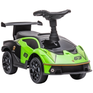 Aosom Ride on Sliding Car, Ride Racer, Foot-to-Floor Sliding for Toddler, with Under Seat Storage, Horn and Engine Sound, Steering Wheel, Aged 18-36 months, Green