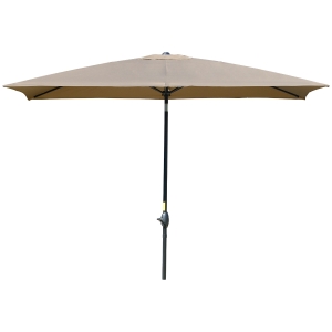 Outsunny 6.6 X 10 ft Rectangular Market Umbrella Patio Outdoor Table Umbrellas with Crank & Push Button Tilt, Coffee