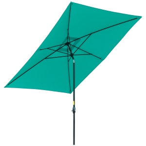 Outsunny 6.6 X 10 ft Rectangular Market Umbrella Patio Outdoor Table Umbrellas with Crank & Push Button Tilt, Teal