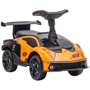 Aosom Ride on Sliding Car, Ride Racer, Foot-to-Floor Sliding for Toddler, with Under Seat Storage, Horn and Engine Sound, Steering Wheel, Aged 18-36 Months, Orange