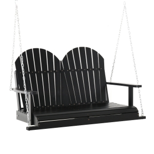 Outsunny 2-Person Outdoor Porch Swing Bench with Solid Wood Design, Southern Style, & Chains Included, Black