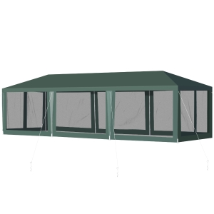 Outsunny 10' x 30' Gazebo Canopy Cover with Removable Mesh Side Walls - Green