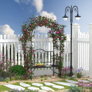 Outsunny 43" Garden Arbor Bench Trellis for Vines Climbing Plant Outdoor Decor Arch, Black