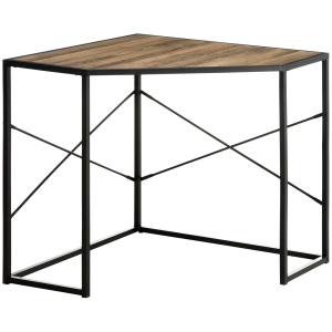 HOMCOM Corner Computer Desk with Steel Frame for Small Spaces, Writing Desk for Workstation, Black