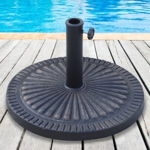 Outsunny 31 lbs Market Umbrella Base Holder 19" Decorative Resin Round Parasol Stand for Patio, Outdoor, Backyard, Bronze