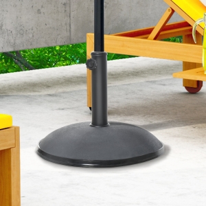 Outsunny 44 lbs Cement Umbrella Base Holder 18" Heavy Duty Round Parasol Stand for Patio, Outdoor, Backyard, Grey