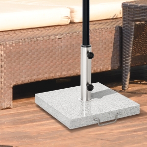 Outsunny 16.5" Marble Umbrella Stand Market Square Heavy Holder Base with Wheels, Grey