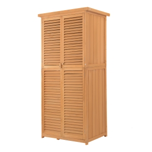 Outsunny 3' x 5' Wooden Garden Storage Shed with Asphalt Roof & 2 Large Wood Doors with Lock - Natural