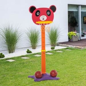 Qaba Kids & Toddler 2 in 1 Basketball Hoop with 2 Balls and Dart Board Adjustable Easy Score for 3-8 years Indoor Outdoor Children Sport Game Toy