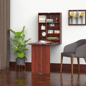 HOMCOM Wall Mounted Desk Fold out Convertible Table Shelf Office Mahogany