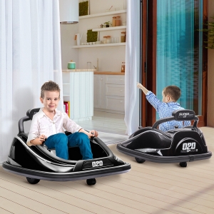 Aosom 12V Kids Bumper Car, 360° Rotation Electric Ride On Car, Twins Motor Battery Powered Toy with Parent Remote Control for Boys and Girls, Black