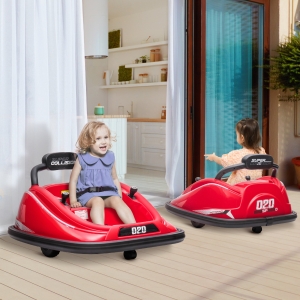 Aosom 12V Kids Bumper Car, 360° Rotation Electric Ride On Car, Twins Motor Battery Powered Toy for Boys and Girls, Red