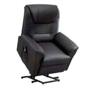 HOMCOM Electric Power Lift Chair, PU Leather Recliner Chair for Elderly with Remote Control and Side Pockets, Brown