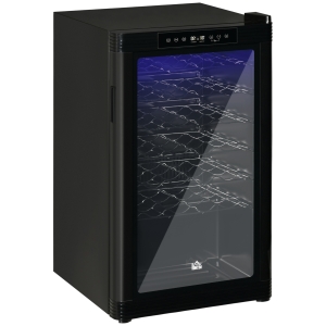 HOMCOM 34" Wine Beverage Cooler Refrigerator w/ 33 Bottle Capacity & LCD Screen, Black