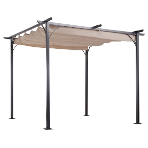 Outsunny 10' Outdoor Patio Classic Pergola Gazebo with Retractable Canopy Cover and Steel Frame