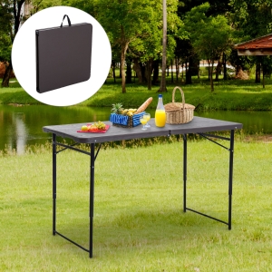Outsunny 4ft Outdoor Folding Camping Table Height Adjustable Garden Backyards BBQ Party Picnic Table, Coffee