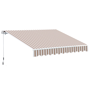 Outsunny 11.8' x 8.2' Outdoor Patio Manual Retractable Exterior Window Awning with Durable PU Design, Beige