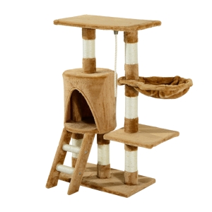 PawHut 37.8" Cat Activity Tree Tower Center Scratching Pet Furniture Brown