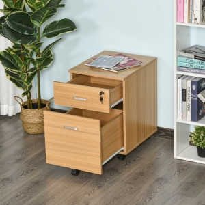 Vinsetto 2 Drawer Filing Cabinet Home Office Mobile File Storage Organizer with 5 Castors