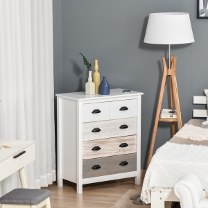 HOMCOM Chest of Drawers, 5 Drawers Storage Cabinet Bedroom Clothes Closet for Living Room, Multi-Color