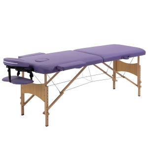 HOMCOM 72Inch 2 Section Adjustable Massage Table Portable Folding Spa Facial Couch Bed w/ Free Carry Case Purple