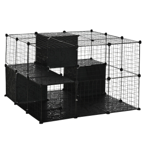 PawHut Pet Playpen with Door Storage Shelf for Kittens Chinchillas and Pet Minks