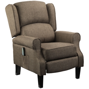 HOMCOM Wingback Heated Vibrating Accent Sofa Vintage Upholstered Massage Recliner Chair Push-back with Remote Controller, Brown