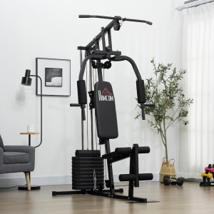 Soozier Home Gym Machine, Multifunction Gym Equipment with 99lbs Weight Stack for Back, Chest, Arm, Leg and Full Body Workout
