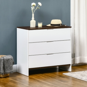 HOMCOM Chest of Drawers, 3 Drawer Dresser with Cut-out Handles, Drawers Unit with Storage for Bedroom, Living Room, White