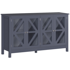 HOMCOM Kitchen Sideboard, Tempered Glass Door Buffet Cabinet with Adjustable Storage Shelf, Grey