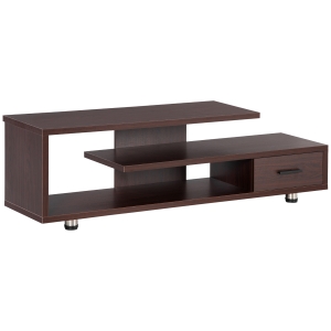 HOMCOM Modern TV Stand for TVs up to 65", TV Cabinet with Storage Shelf and Drawer, Entertainment Center, Walnut