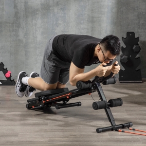 Soozier Multi-Workout Ab Machine Foldable Ab Workout Equipment Sit Up Bench Side Shaper Abdominal Cruncher with Resistance Bands & LCD Display for Core, Leg, Arm, Buttocks Shaper