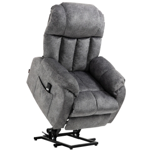 HOMCOM Power Lift Chair, Electric Recliner for Elderly, Compact Living Room Chair with Side Pocket & Remote Control, Grey