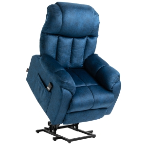 HOMCOM Power Lift Chair, Electric Recliner for Elderly, Compact Living Room Chair with Side Pocket & Remote Control, Blue
