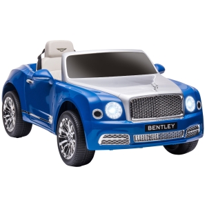 Aosom 12V Bentley Mulsanne Licensed Electric Ride On Car with Parent Control, Battery Powered Car with LED Lights, MP3, Horn, Music, 2 Motors, for 37-72 Months, Blue