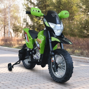 Aosom Cruising Kids Dirt Bike Electric Motorcycle with Charging 6V Battery, Real Driving Sounds, Built-In Music, Green